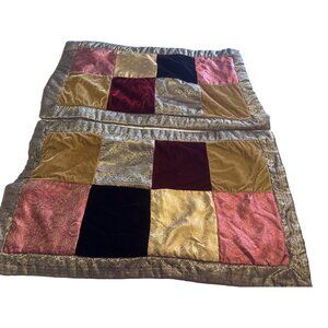 2 king VTG Y2K Velvet & Jacquard patchwork Decorative Pillow Shams By JLA Home